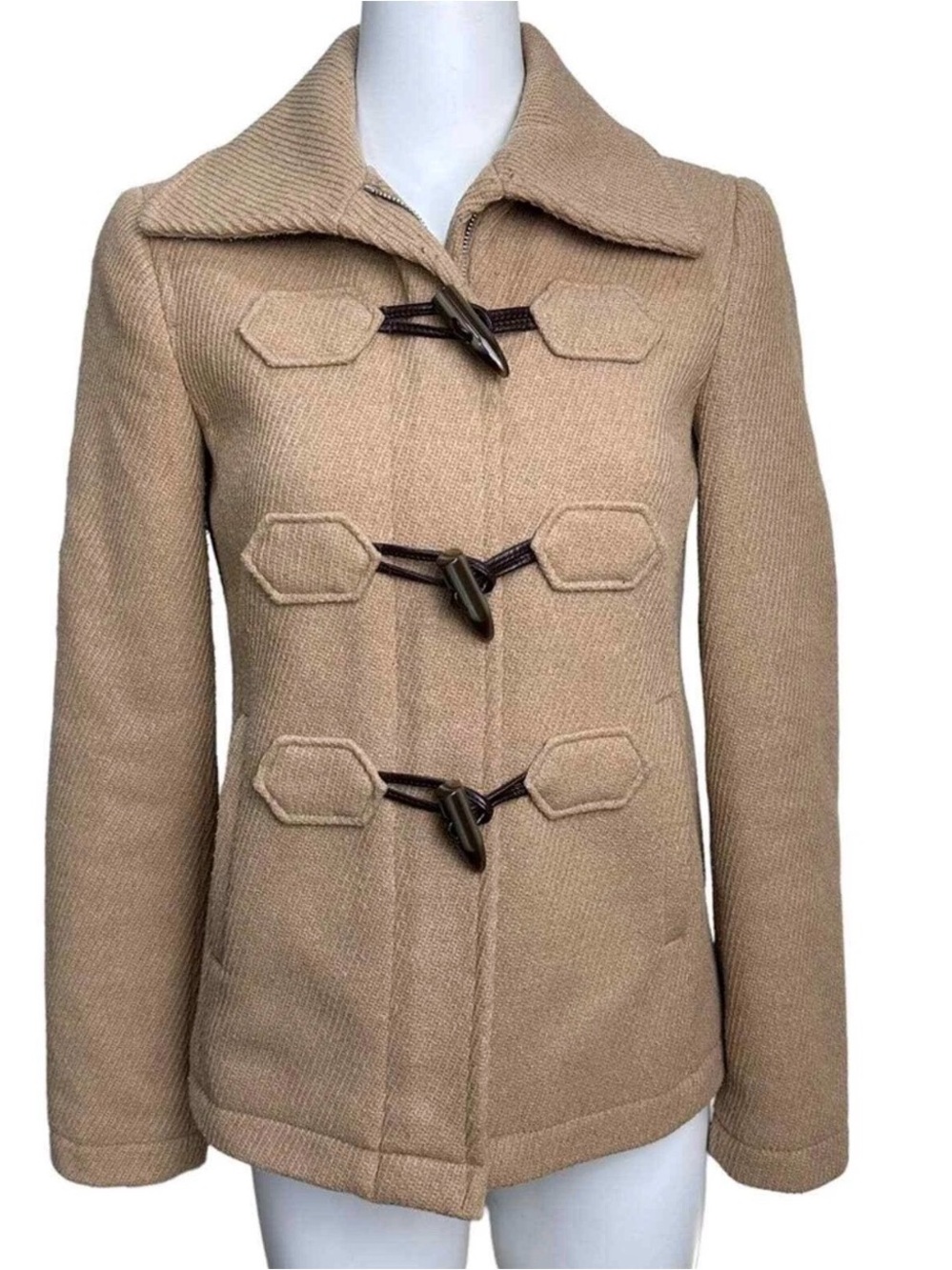 New With Tags Ann Taylor Wool Blend Toggle Closure Vintage Style Coat Size S